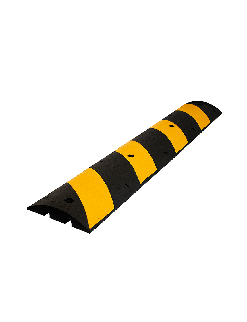 6' Reflective, Recycled Rubber Speed Bump w/ 12 Galvanized Steel