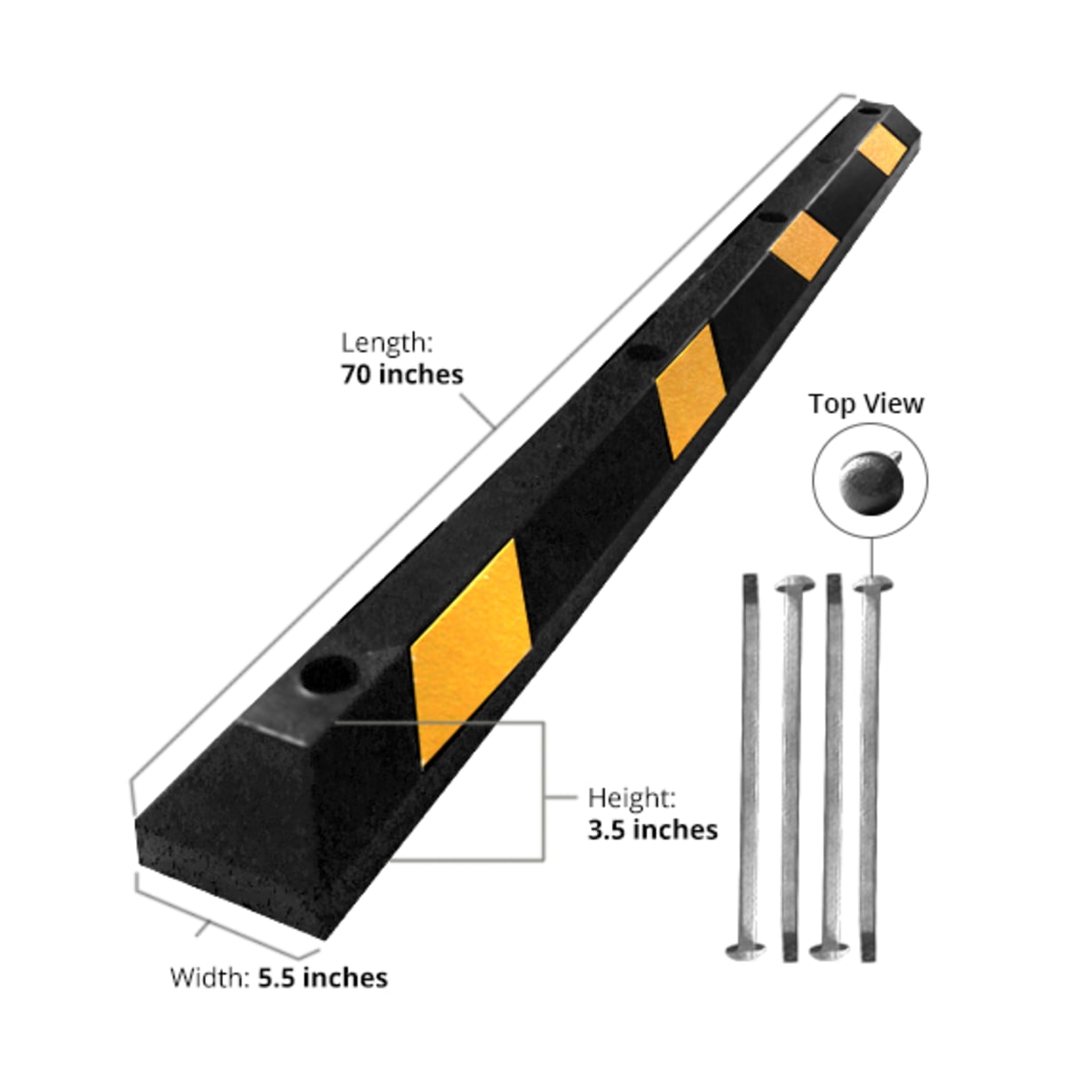 6 Low Profile Rubber Parking Block With Hardware