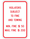 Pennsylvania Violators Subject to Fine And Towing Sign