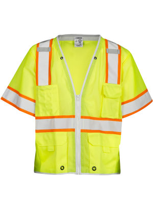 Safety Vest ANSI Class 3 Flourescent Orange 1291-O Lot of 20 Vests 