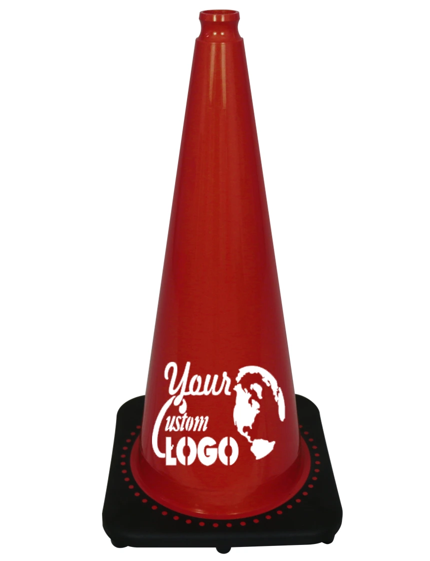 Red 28 inch JBC Traffic Cone with Single Color Graphic