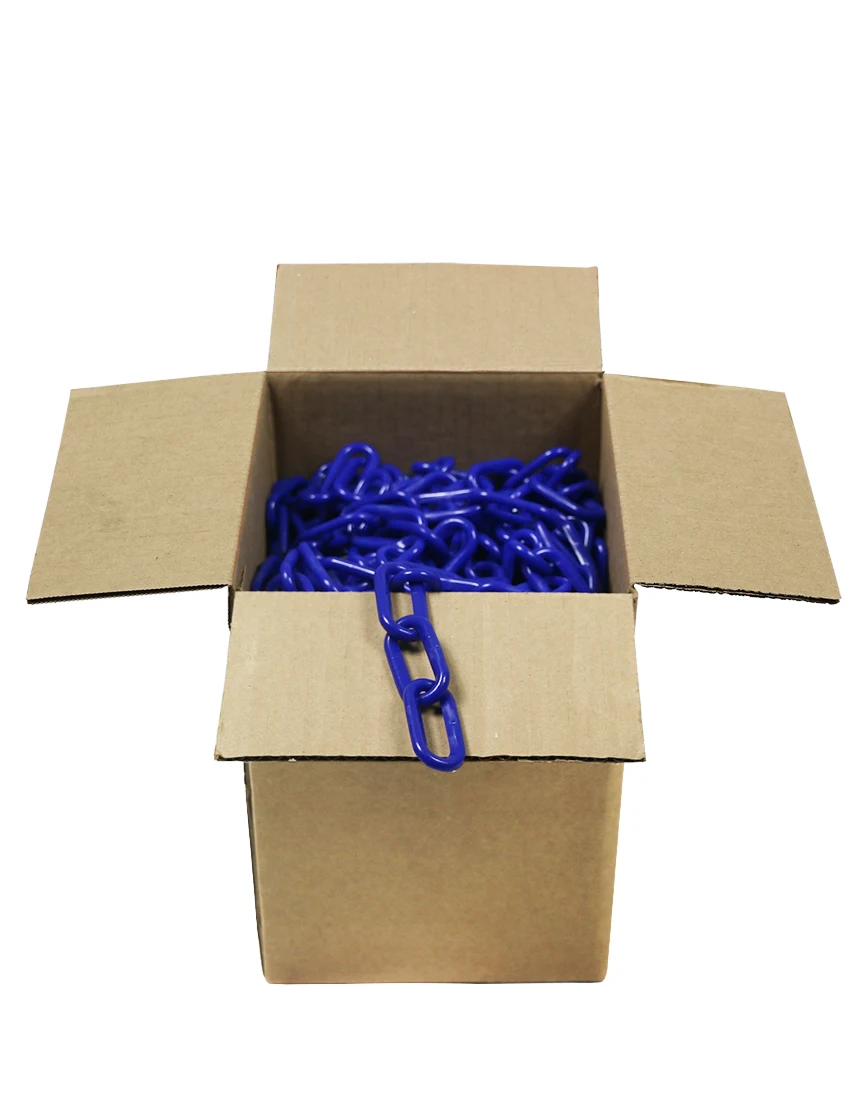 100\u0027 Box of Blue 2\" Link, Standard Plastic Chain