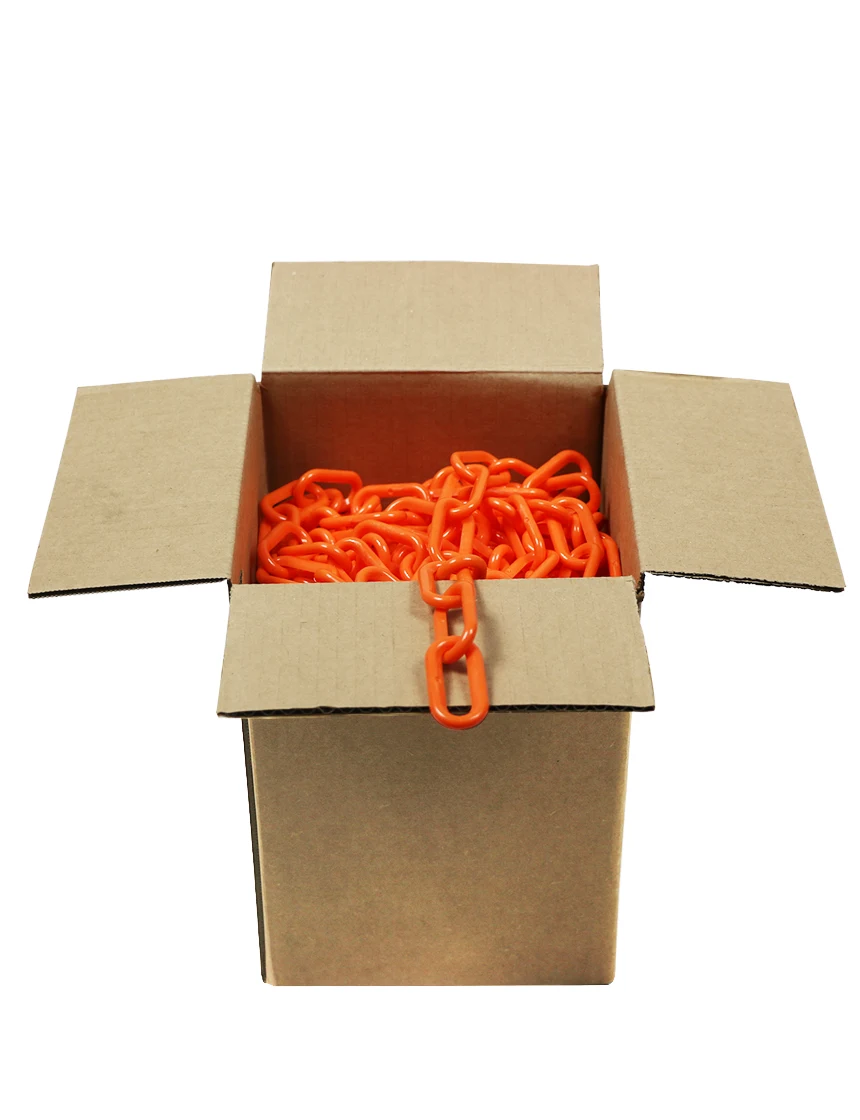100\u0027 Box of Orange 2\" Link, Standard Plastic Chain