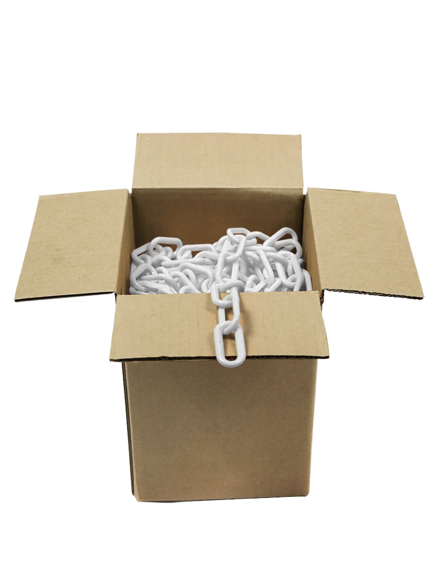100\u0027 Box of White 2\" Link, Standard Plastic Chain
