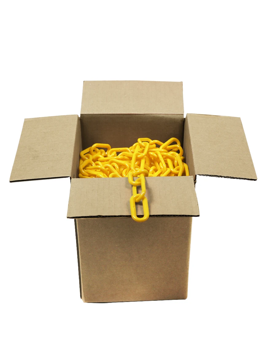 100\u0027 Box of Yellow 2\" Link, Standard Plastic Chain
