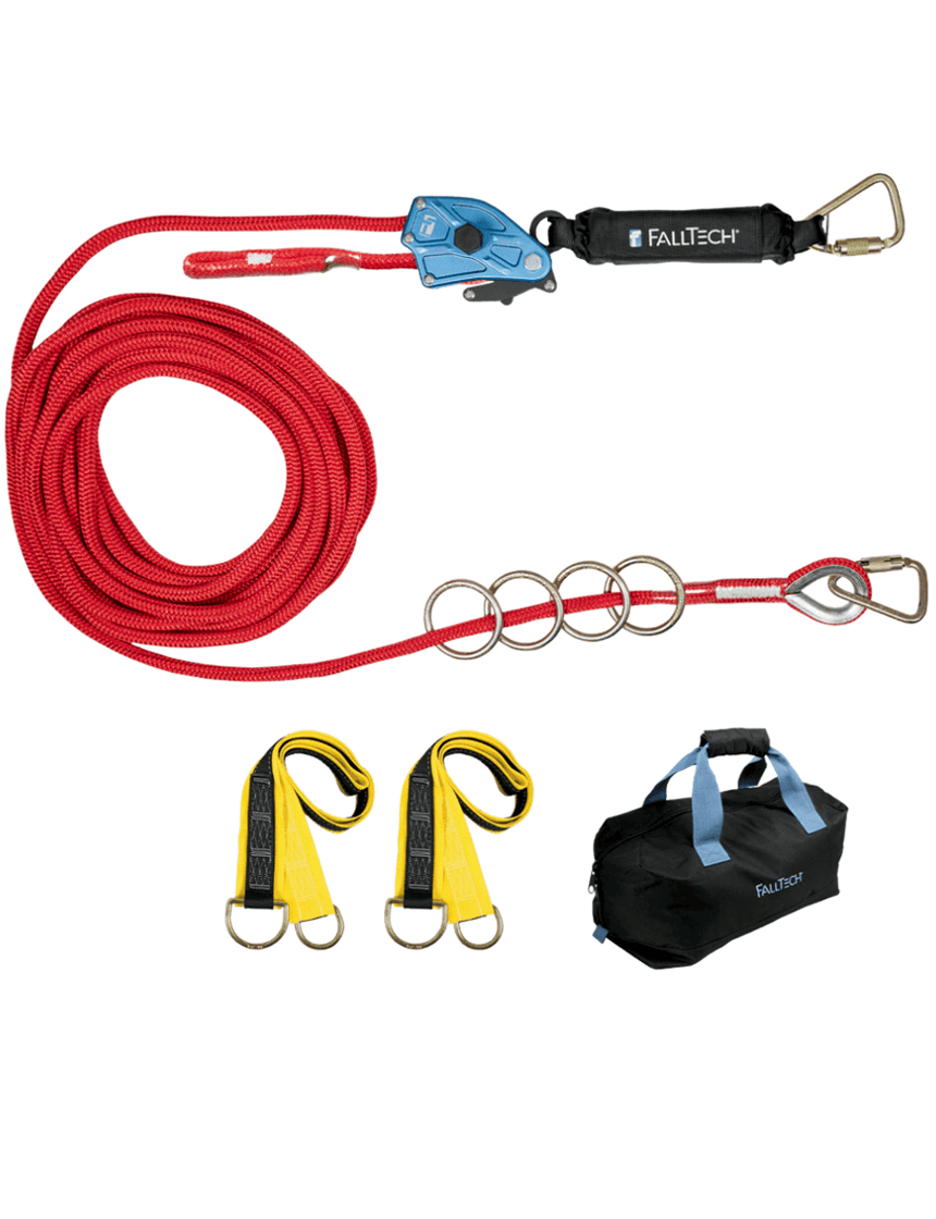 FallTech 100\u0027 Temporary Rope HLL System; 4-person with Kernmantle Rope