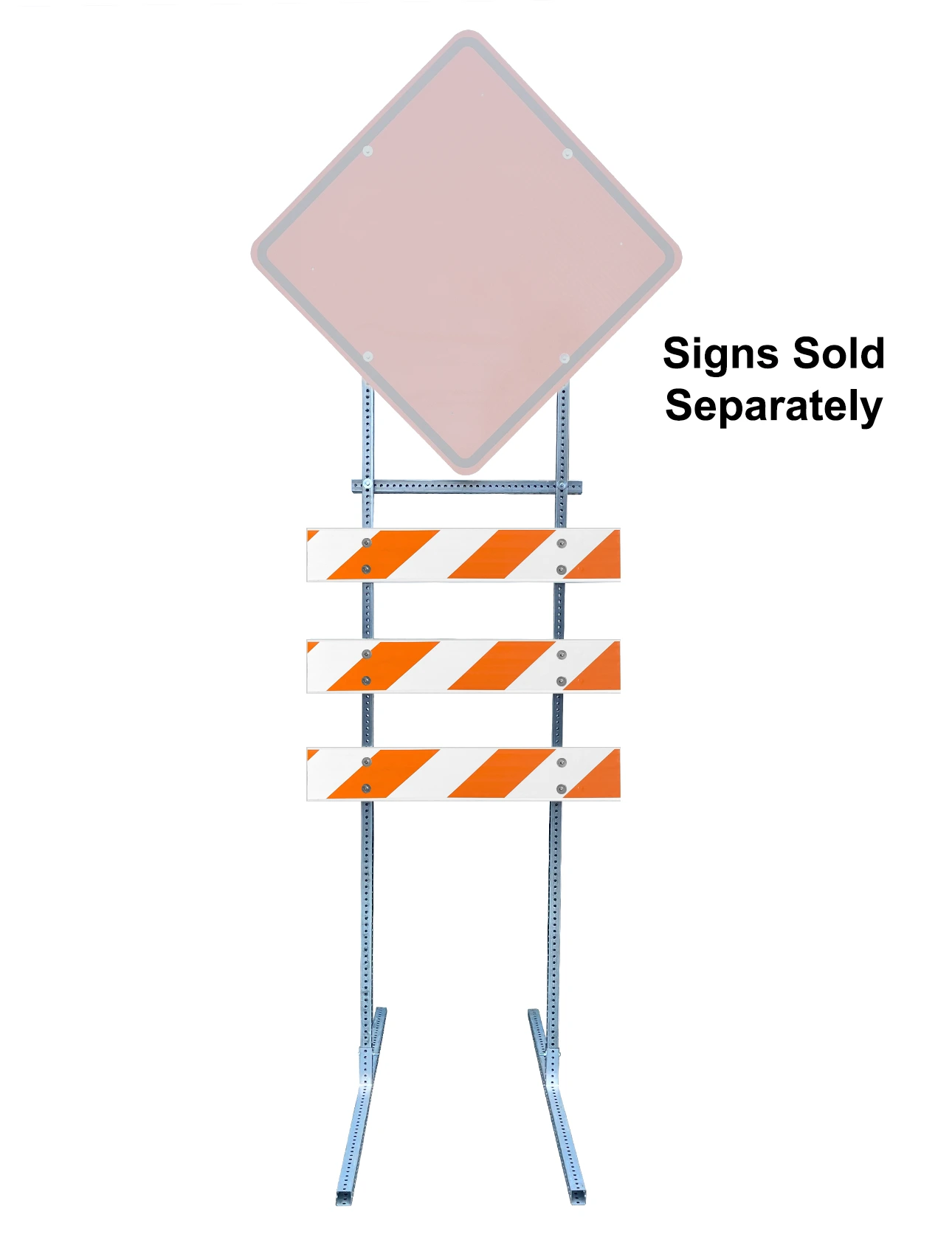 12\u0027 Tall, Type 3 Barricade Style Sign Holder with Three (3) 4\u0027 Double Sided Reflective Rails
