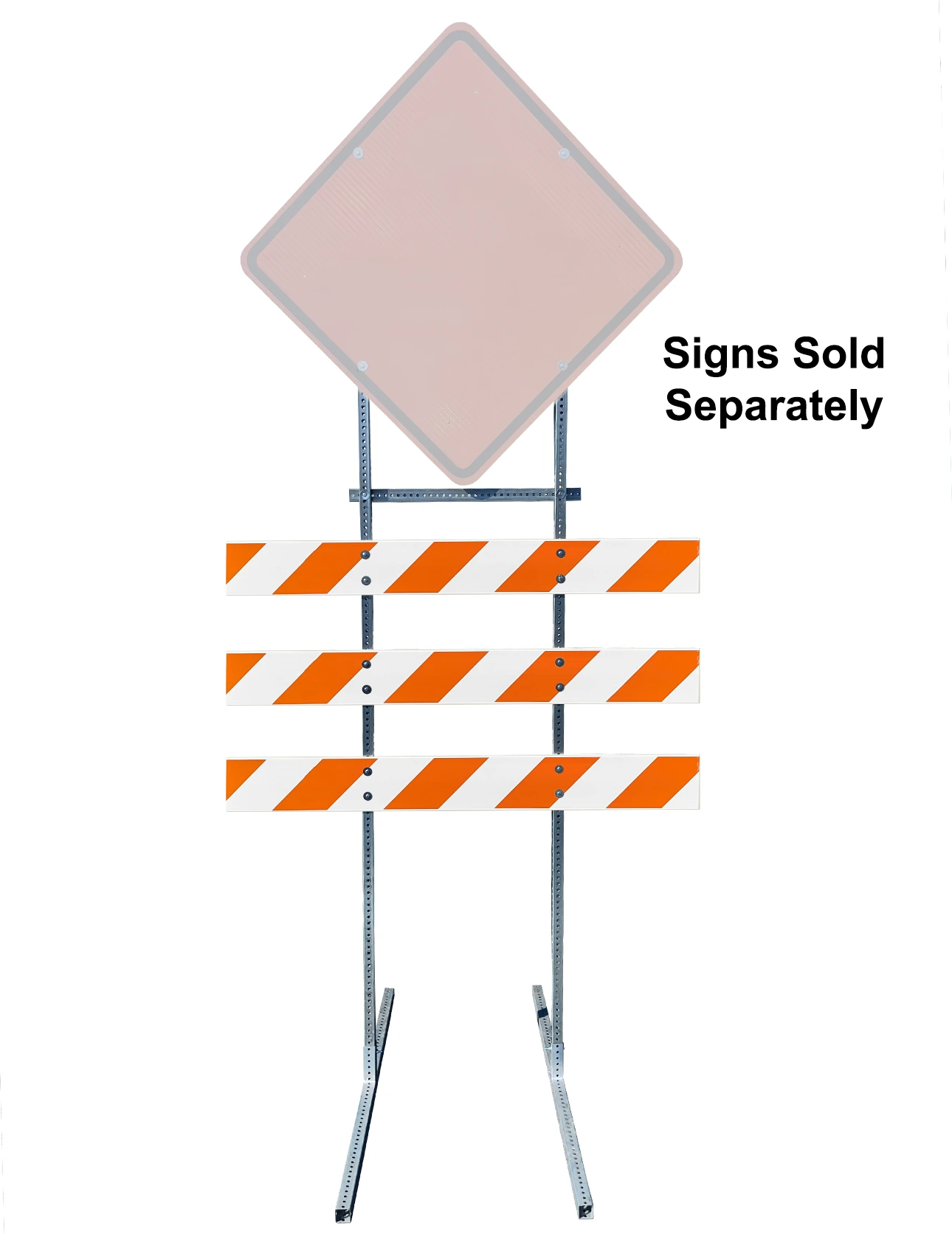 12\u0027 Tall, Type 3 Barricade Style Sign Holder with Three (3) 6\u0027 Double Sided Reflective Rails