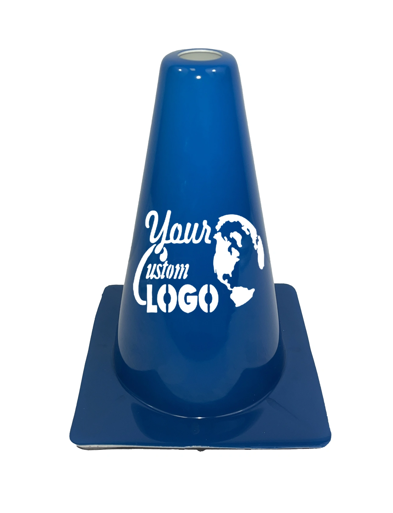 Blue 12\" Traffic Cone with Single Color Graphic