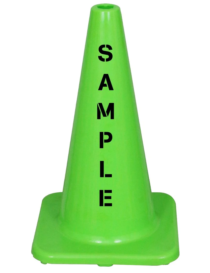 Solid Lime, 18\" Economy Cone with Custom Lettering