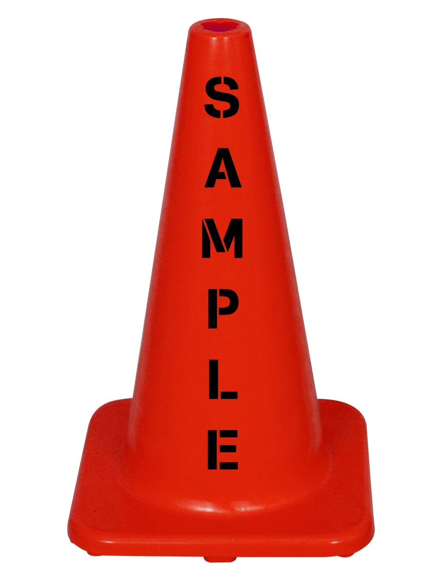 Solid Orange 18\" Economy Cone w/ Double Sided Custom Lettering