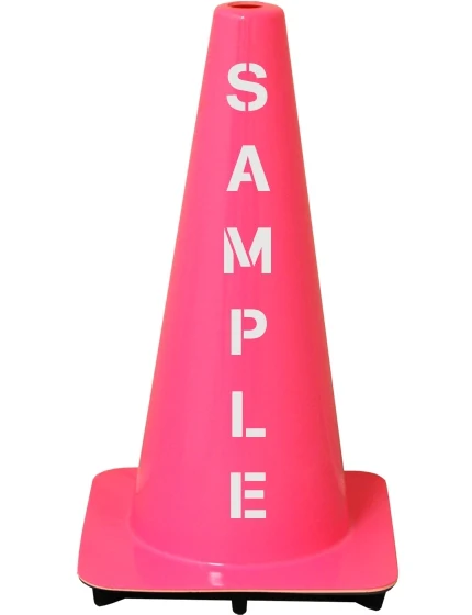 Pink 18\" Traffic Cone with Double Sided Custom Lettering