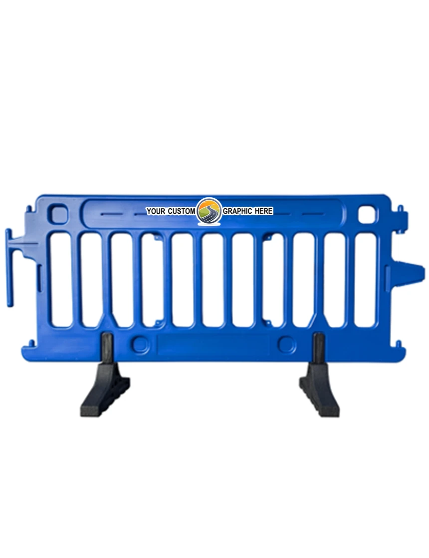 6\u0027 Long X 39 1/2\" Tall, Plasticade Crowdcade Crowd Control System, Blue w/ Full Color Custom Graphic