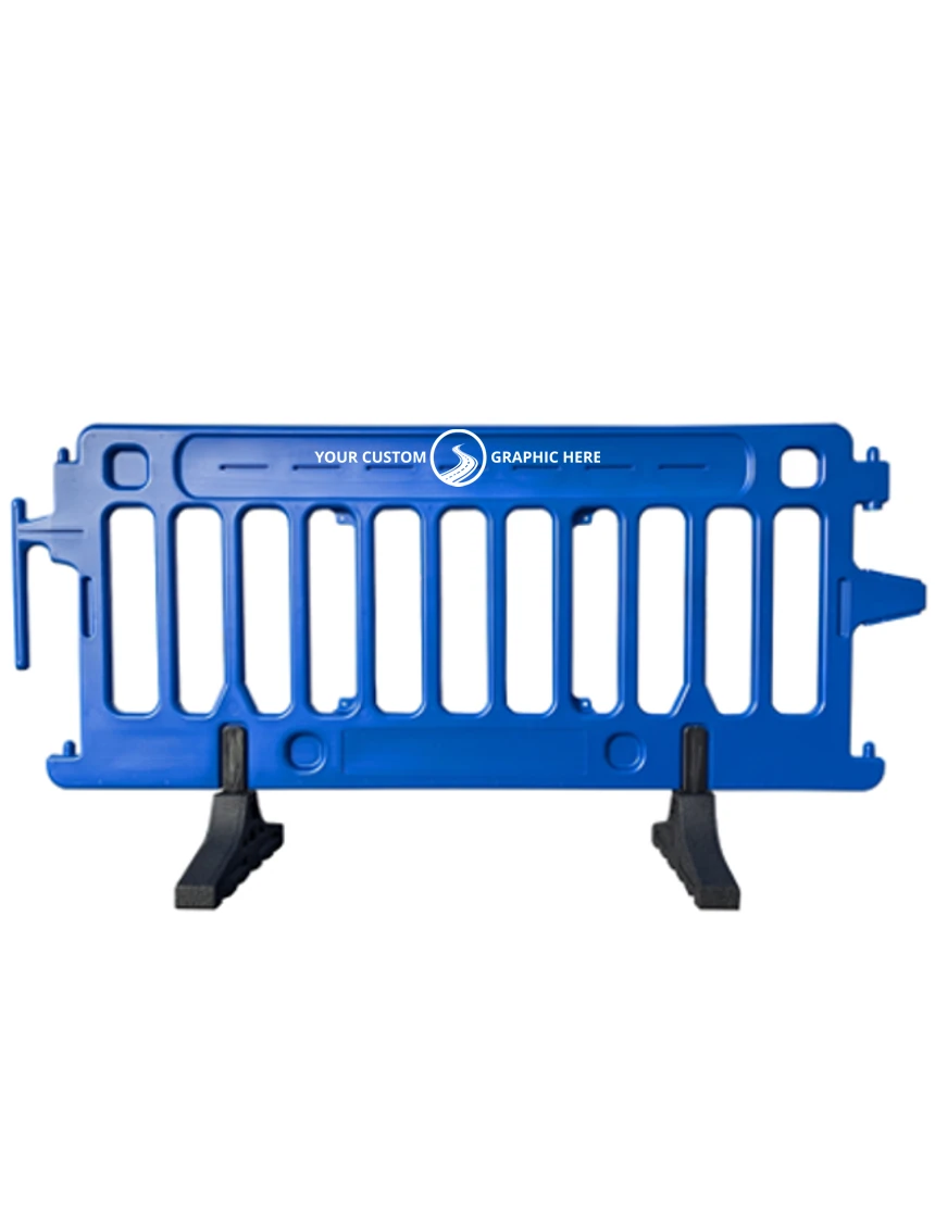 6\u0027 Long X 39 1/2\" Tall, Plasticade Crowdcade Crowd Control System, Blue w/ Single Color Custom Graphic