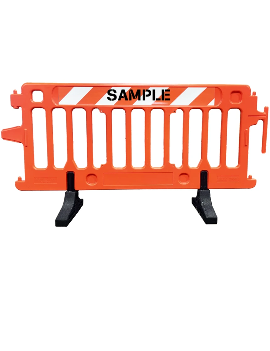 6\u0027 Long x 39 1/2\" Tall, Plasticade Crowdcade™ Crowd Control System, Orange with EG Sheeting on One (1) Side with Double Sided (2X) Custom Lettering