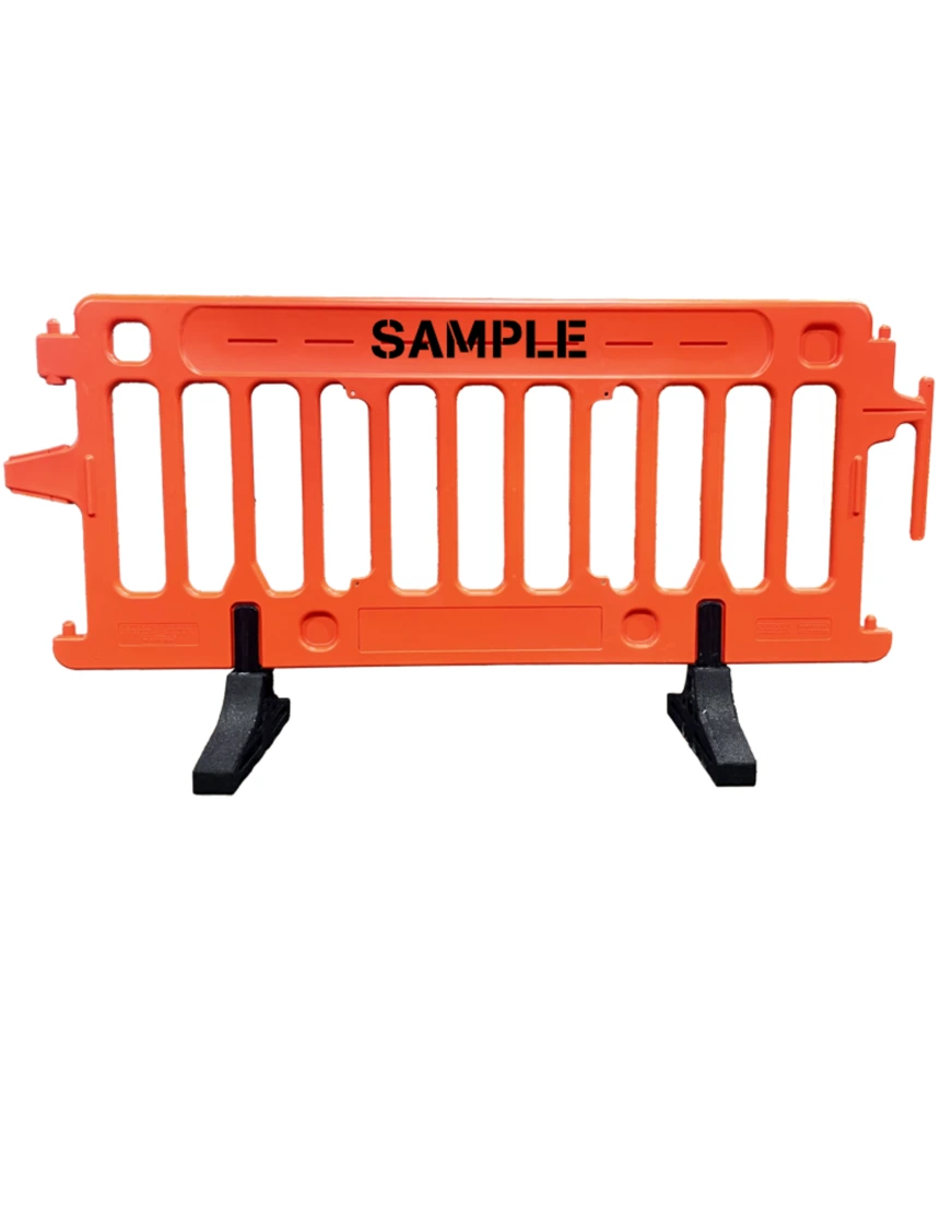 6\u0027 Long x 39 1/2\" Tall, Plasticade Crowdcade™ Crowd Control System, Orange with Custom Lettering on One (1) Side