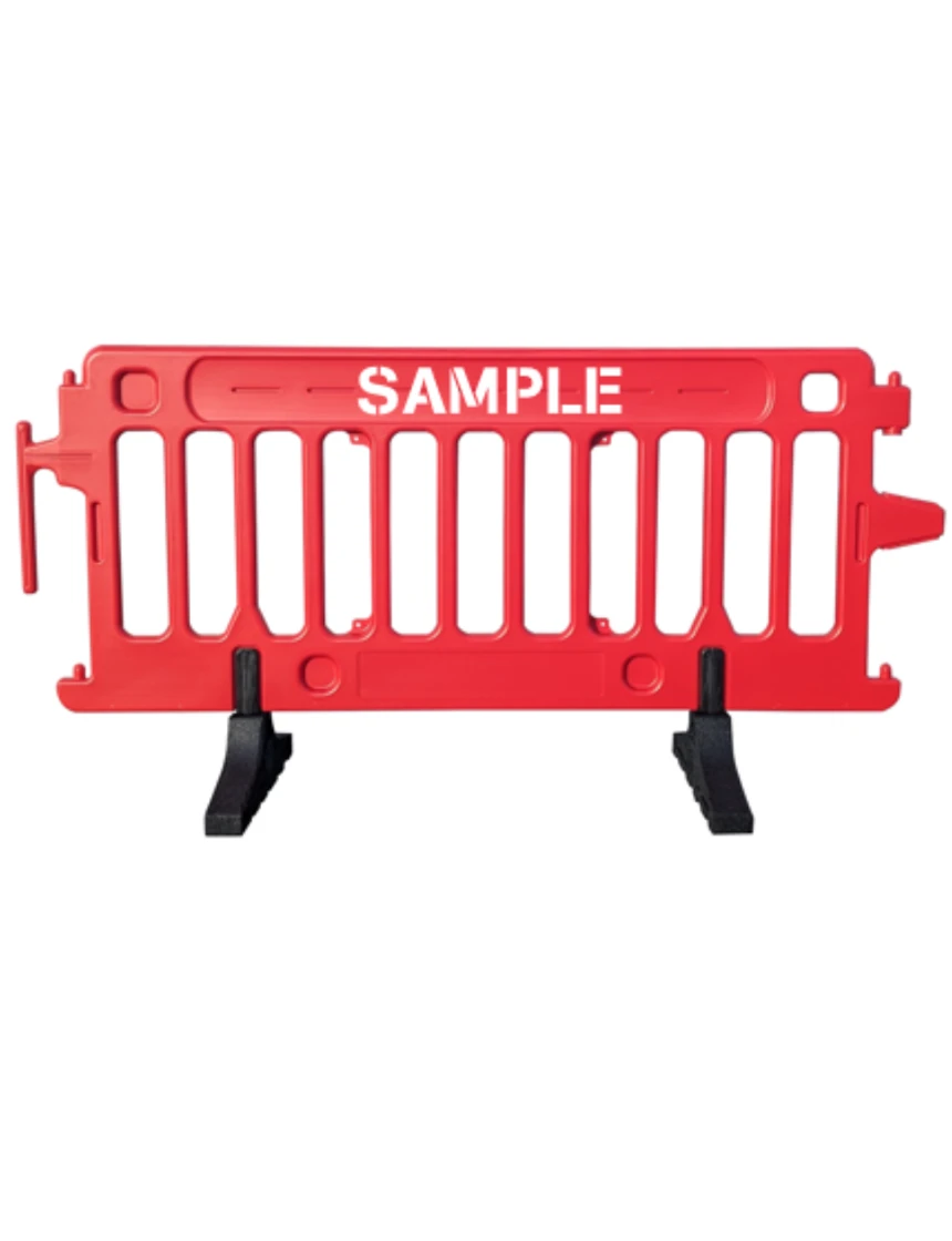 6\u0027 Long X 39 1/2\" Tall, Plasticade Crowdcade Crowd Control System, Red w/ Custom Lettering On One (1) Side