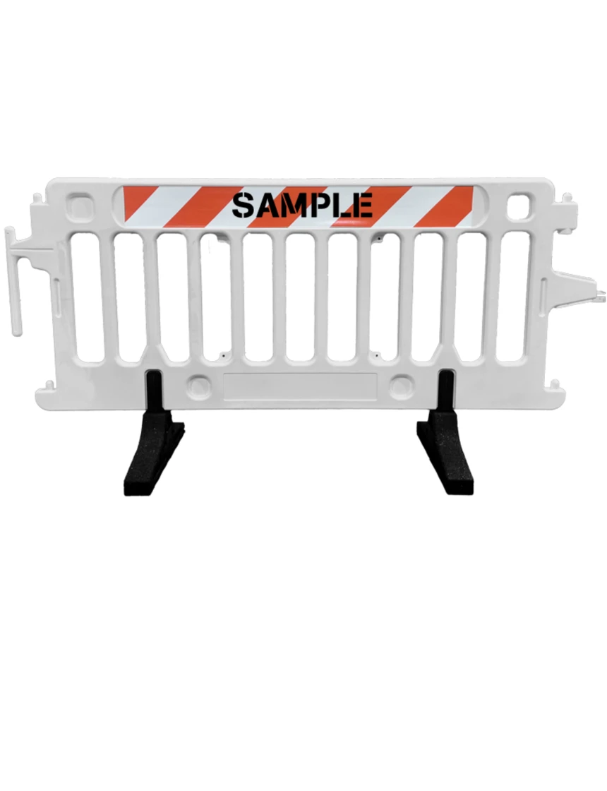 6\u0027 Long x 39 1/2\" Tall, Plasticade Crowdcade™ Crowd Control System, White with EG Sheeting on One (1) Side with Custom Lettering on One (1) Side