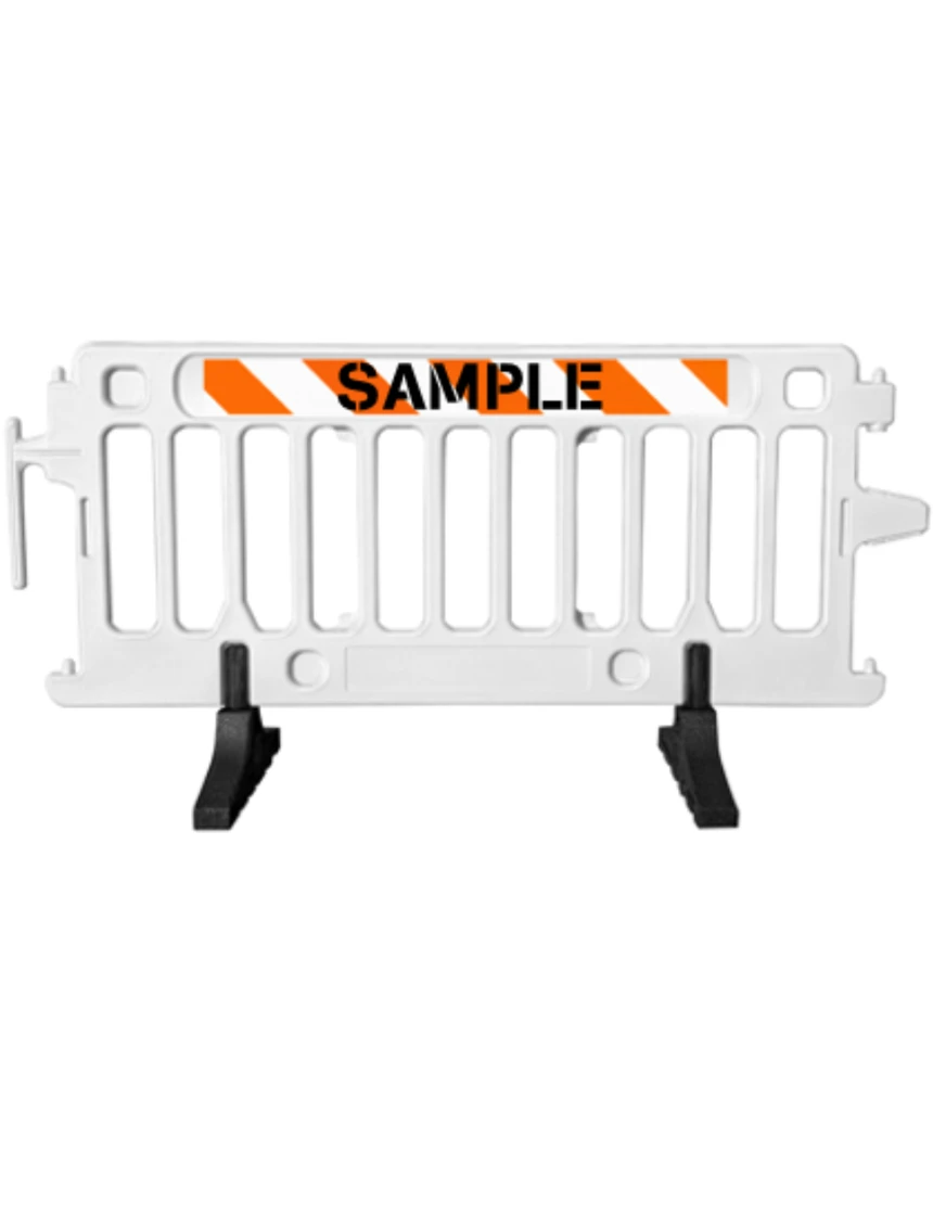 6\u0027 Long X 39 1/2\" Tall, Plasticade Crowdcade Crowd Control System, White w/ EG Sheeting On One (1) Side w/ Custom Lettering On One (1) Side