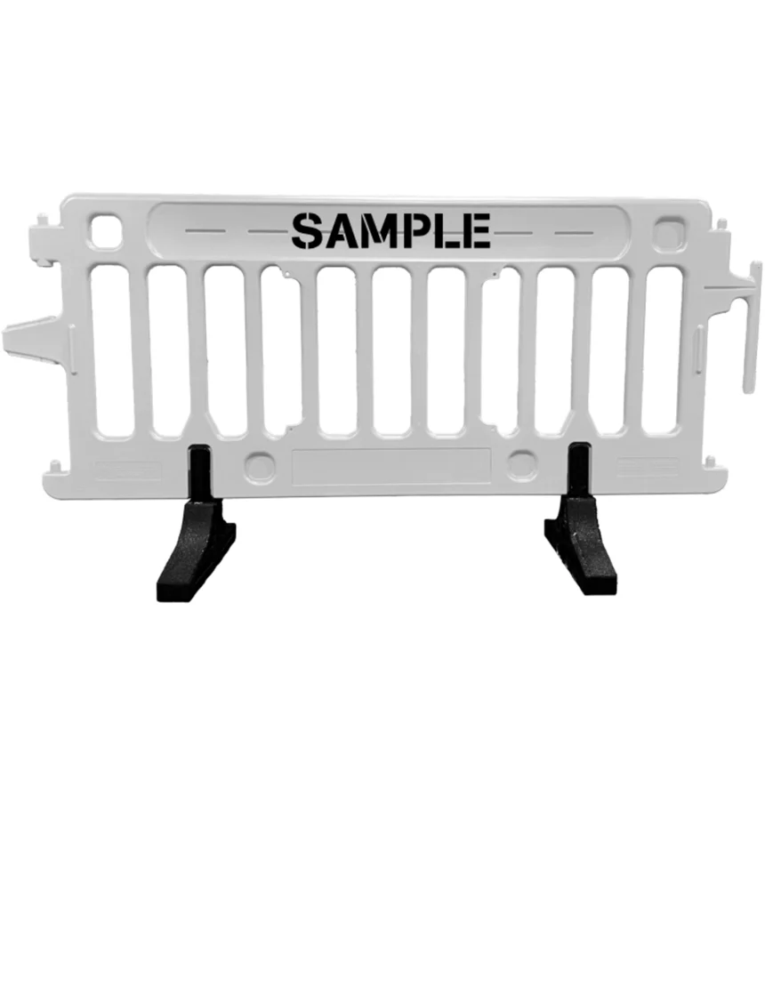 6\u0027 Long x 39 1/2\" Tall, Plasticade Crowdcade™ Crowd Control System, White with Custom Lettering on One (1) Side