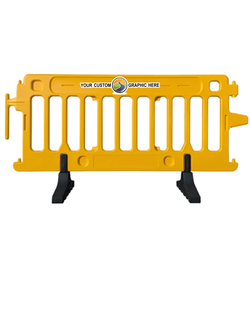 6\u0027 Long X 39 1/2\" Tall, Plasticade Crowdcade Crowd Control System, Yellow w/ Full Color Custom Graphic