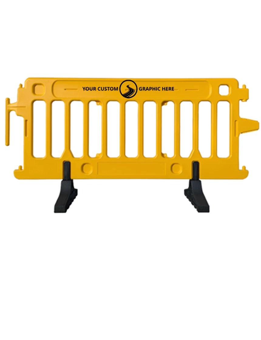 6\u0027 Long X 39 1/2\" Tall, Plasticade Crowdcade Crowd Control System, Yellow w/ Single Color Custom Graphic