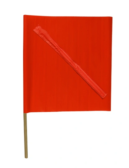 24\" x 24\" Red Flag with 36\" Staff and No-Foul Batten sewn in