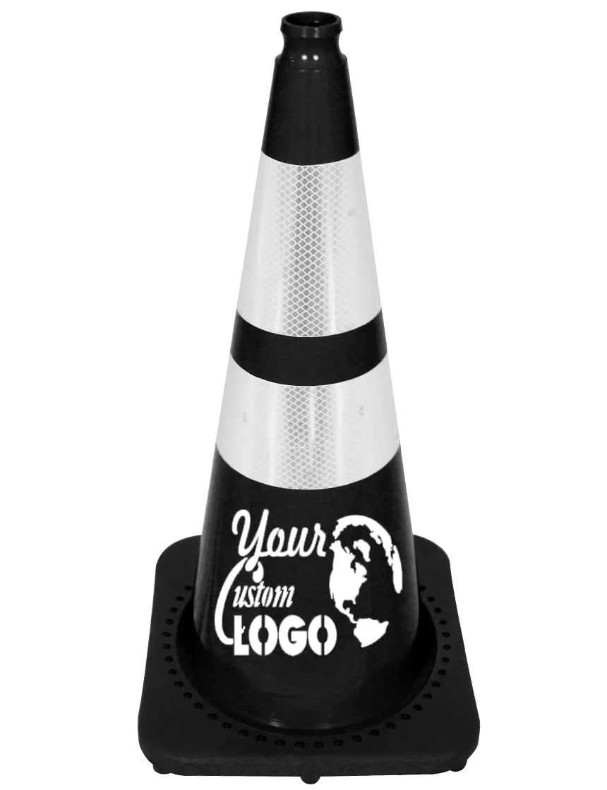 Black 28 inch 7 lbs JBC Cone with 6\" \u0026 4\" Reflective Collars with Single Color Graphic