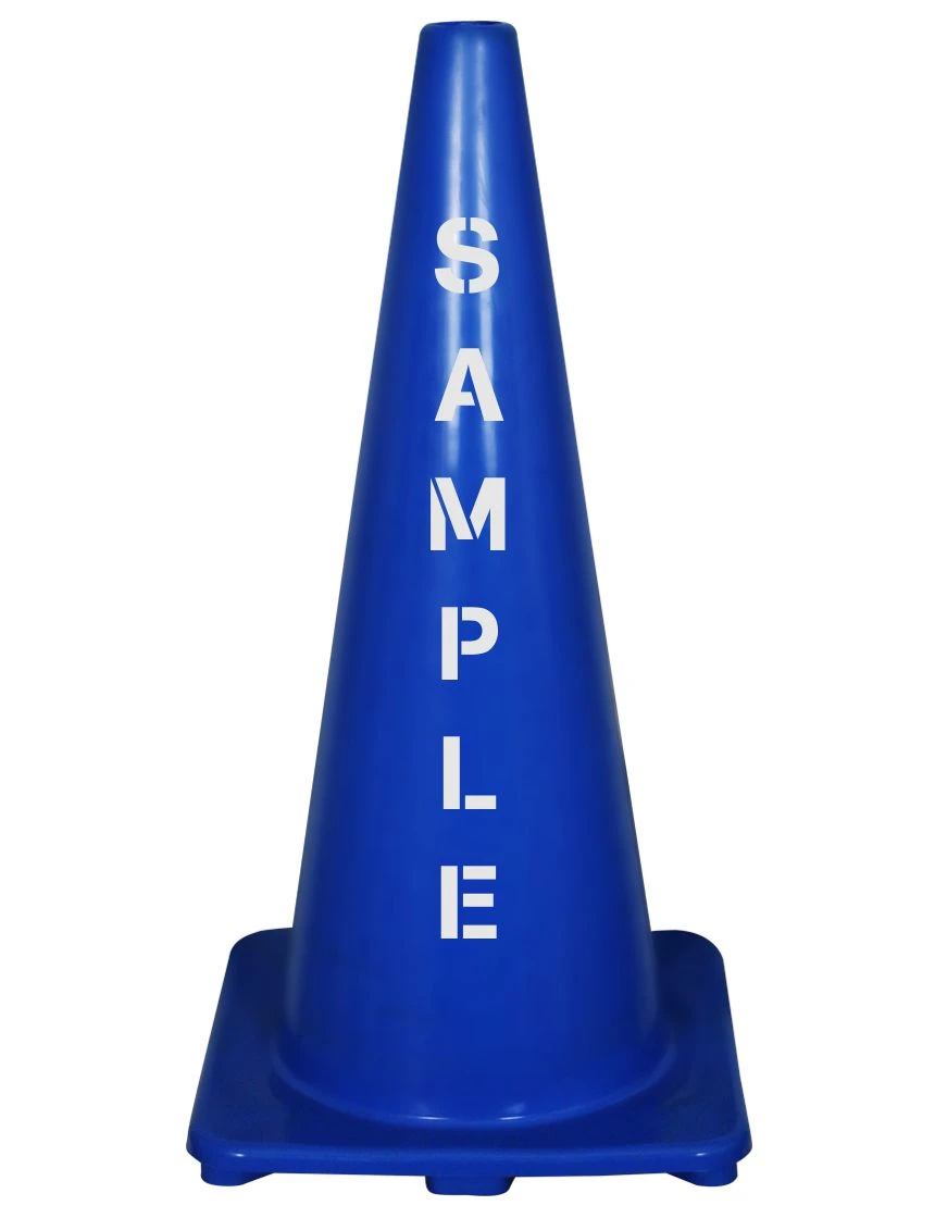 Solid Blue, 28\", 5 lbs, Economy Cone with Double Sided Custom Lettering