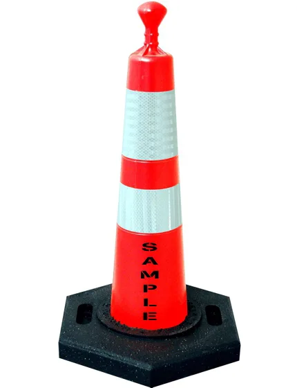 28\" Grabber Cone with 16 Lb. Base, 4\" \u0026 6\" Reflective Collars \u0026 Double Sided Custom Lettering