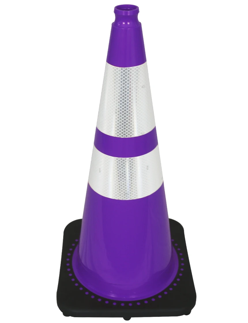 Purple 28\" Traffic Cone w/ 6\" \u0026 4\" Reflective Collars