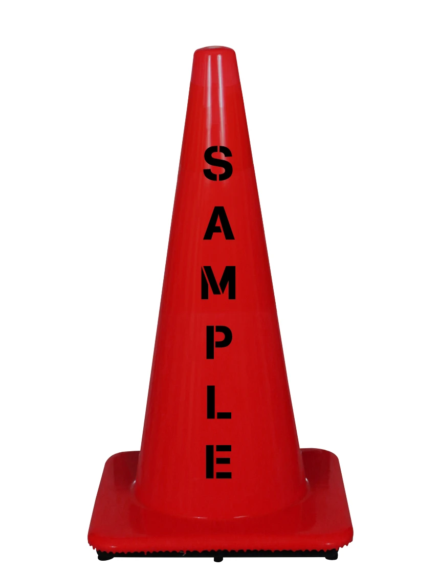 Red 28\" Traffic Cone w/ Double Sided Custom Lettering