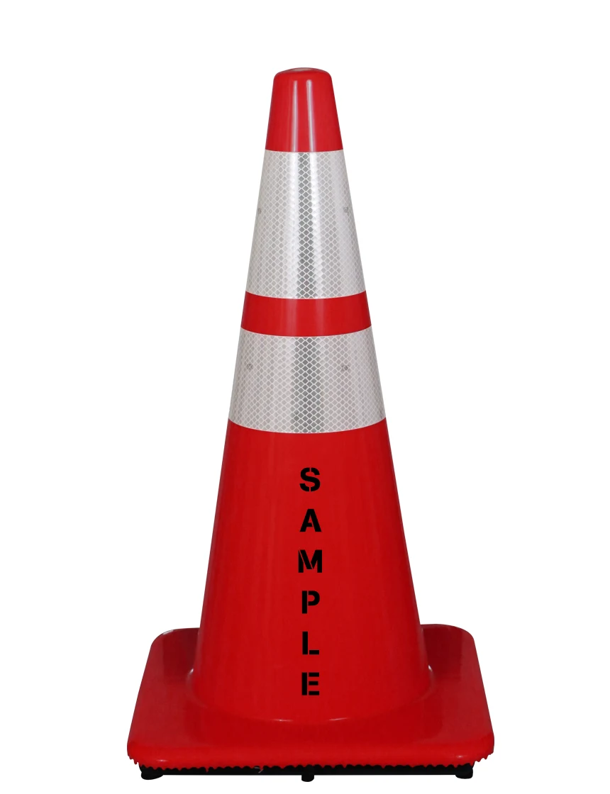 Red 28\" Cone w/ 6\" \u0026 4\" Reflective Collars w/ Custom Lettering