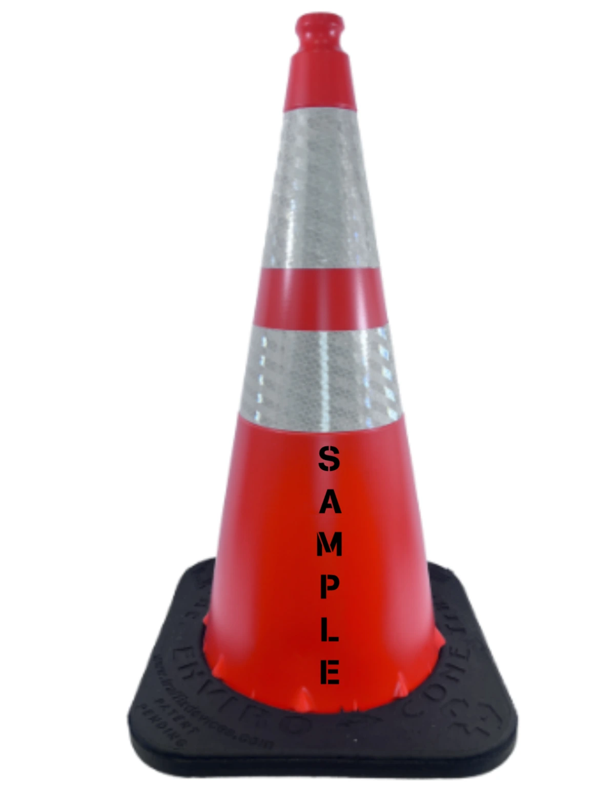 28\", 7.0 Lb., Traffix Devices Enviro-Cone® Traffic Cone, 6\" \u0026 4\" Reflective Collars, Orange \u0026 Custom Lettering on One (1) Side