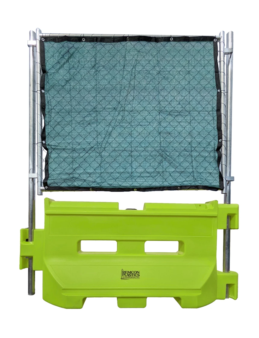 Green 36\" Construction Barricade with OnePro Fence Panel \u0026 Green Privacy Fence
