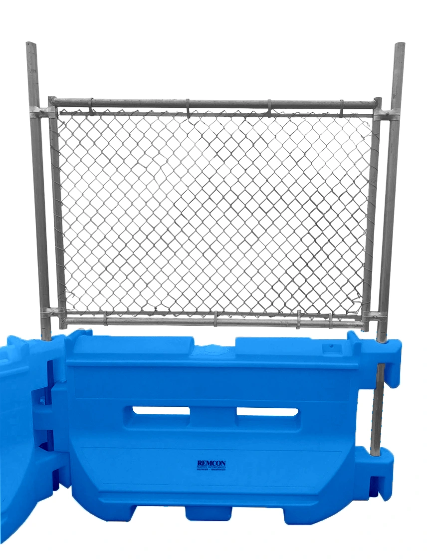 Bright Blue 36\" Construction Barricade with Fence Panel