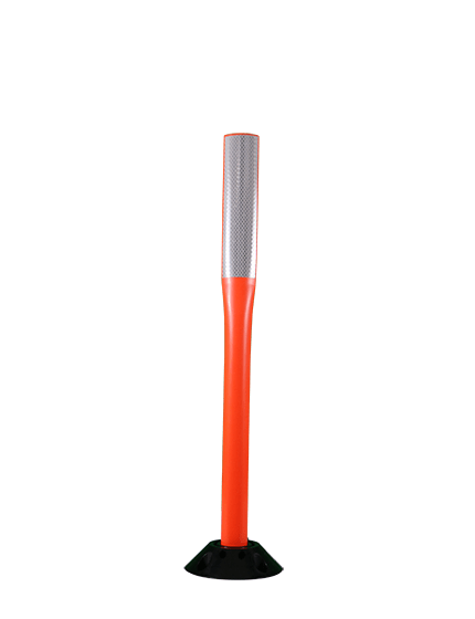 36\" Orange Flat Faced Delineator with one (1) 2\"X 12\" white reflective strip \u0026 Concrete Hardware