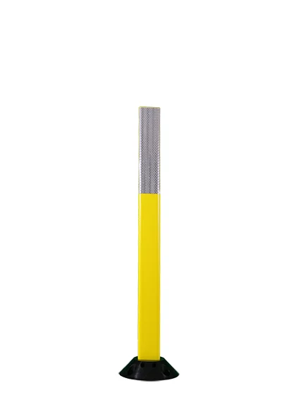 36\" Yellow Cloverleaf Delineator with 2\" by 10\" White Reflective Collar \u0026 Asphalt Mounting Hardware