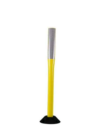 36\" Yellow Flat Faced Delineator with one (1) 2\"X 12\" white reflective strip \u0026 Adhesive Pads