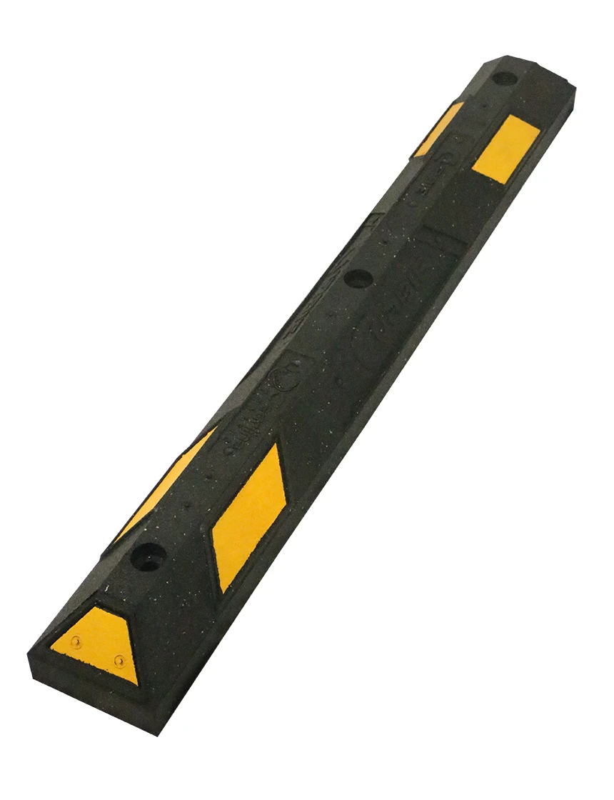 4\u0027 Black \u0026 Yellow Recycled Rubber Parking Block with Four (4) 12\" Spikes