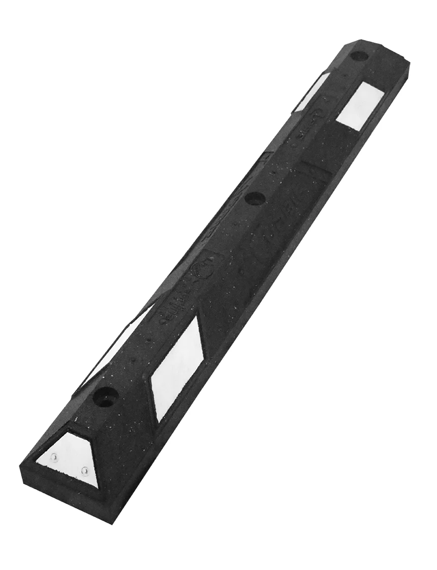 4\u0027 Black \u0026 White Recycled Rubber Parking Block with Three 12\" Spikes