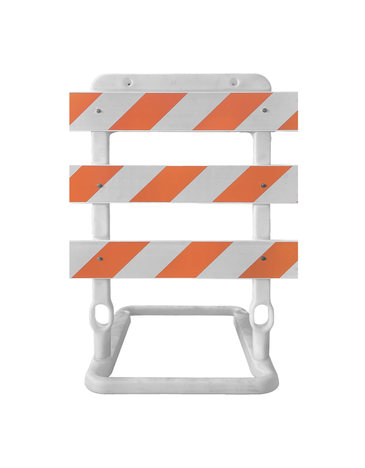65\" Tall, Plastic, Type 3 Rail Holder with Three (3) 8\" x 4\u0027 Reflective Rails with Engineer Grade (EG) Reflective Orange \u0026 White Rails