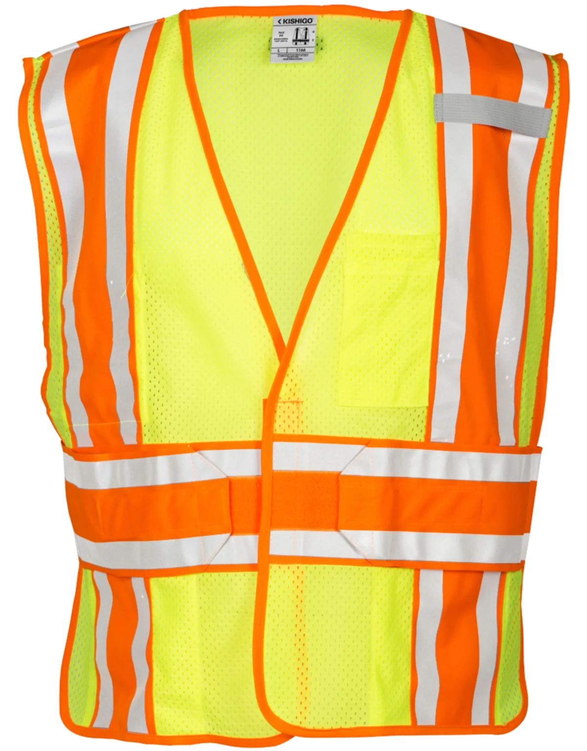 Premium, 4-Point\"Break Away\", Lime \u0026 Orange Contrasting, Class 2, 4-Season Mesh Vest, 2Xl-4Xl w/ Full Color Graphic