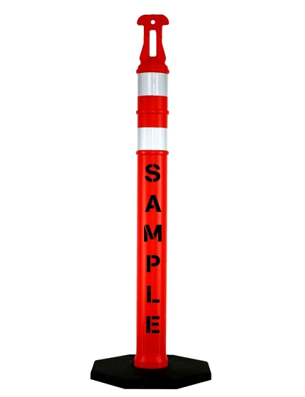 42\" ORANGE Arrow-Top Tube w/two 3\" Reflective Collars,18lb Base \u0026 Double Sided (2)Custom Lettering
