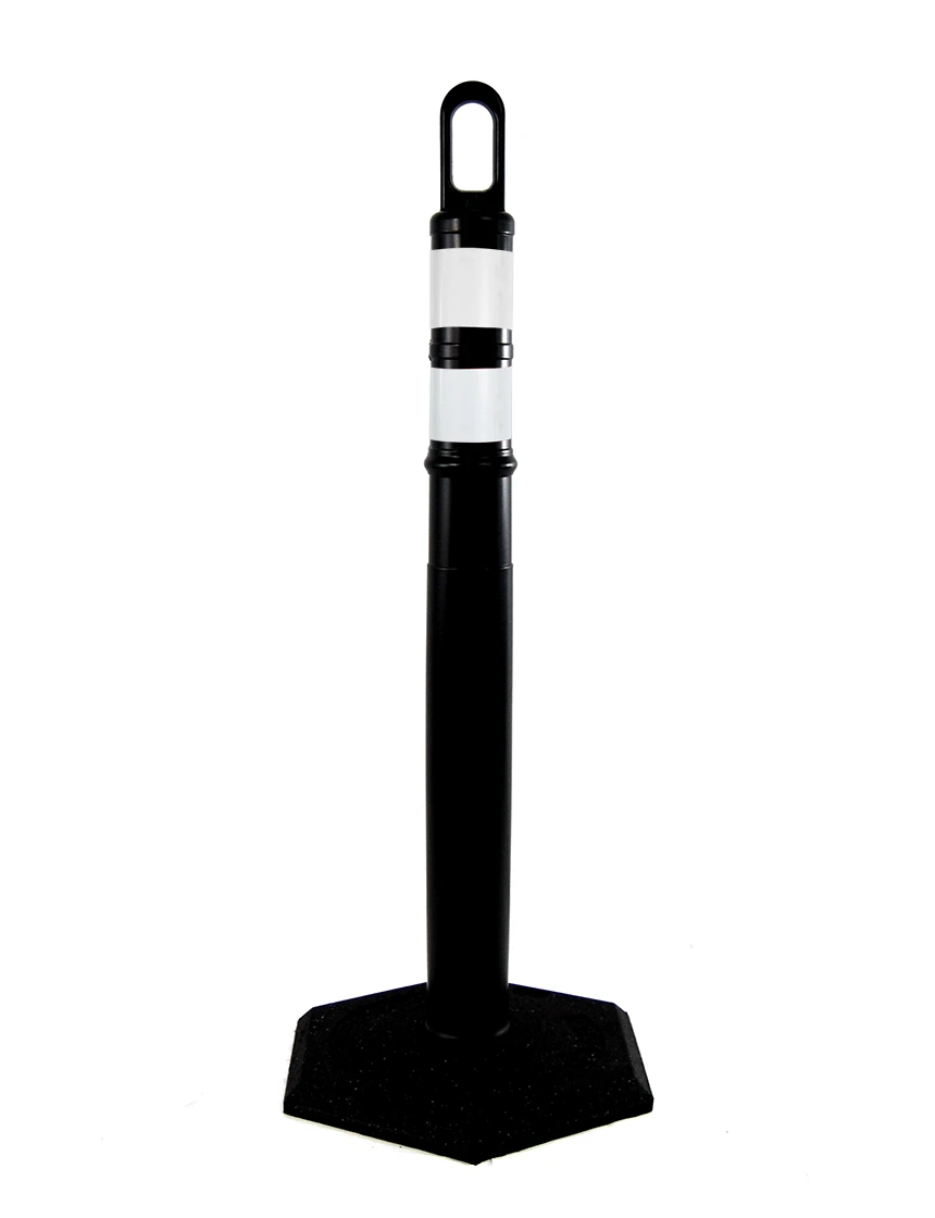 42\" BLACK TrafFix Looper Tube with two 3\" Reflective Collars and 8 Lb. Base with Full Color Graphic