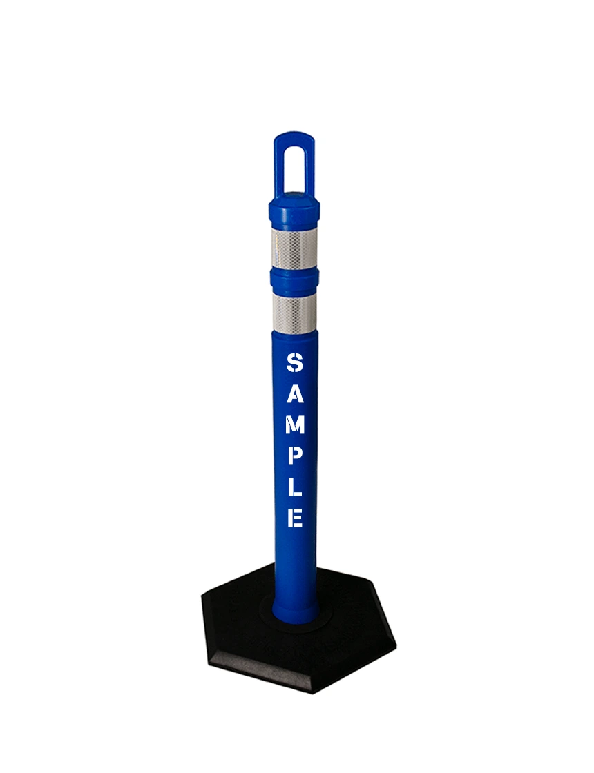42\" Blue JBC Arch Top Tube, Two 3\" Reflective Collars, 12lb Base \u0026 Double Sided Lettering