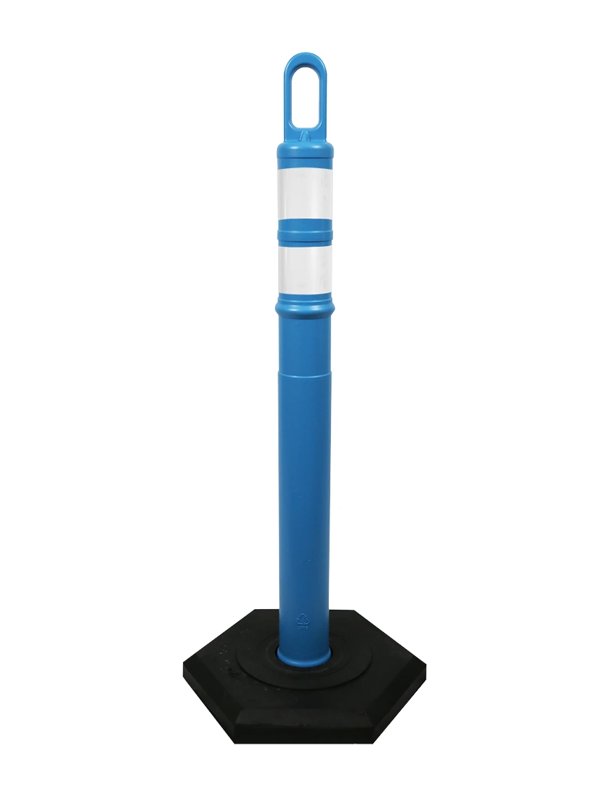 42\" BLUE TrafFix Looper Tube with two 3\" Reflective Collars and 8 Lb. Base