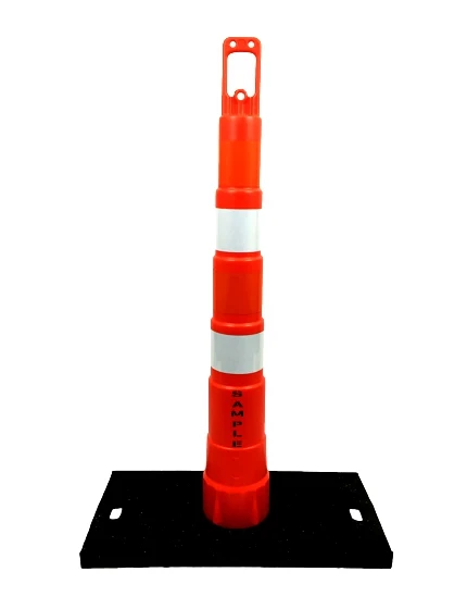 42\" Channelizer Cone, Four (4) 4\" HI Reflective Collars,30 Lb. Recycled Rubber Base w/ Double Sided Custom Lettering
