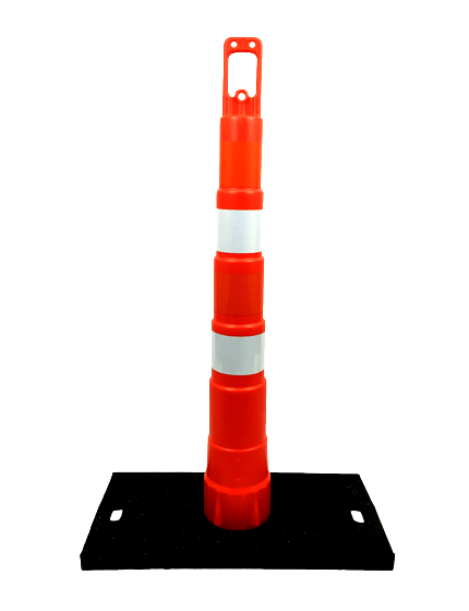 42\" Channelizer Cone with Four (4) 4\" HI Reflective Collar and 30 Lb. Recycled Rubber Base