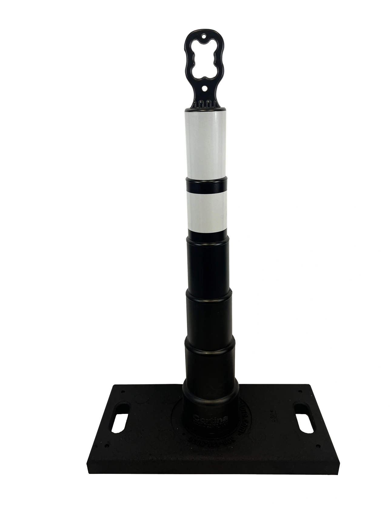 42 inch ez grab channelizer black 30 lbs heavy duty base  two engineer grade 6 inch 4 inch white